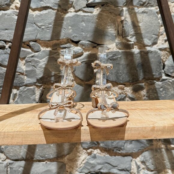 René Caovilla Caterina 40 Crystal Embellished Bow Strap Sandals - Picture 2 of 11